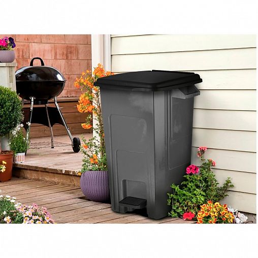 Бак для мусора Spin&Clean Freestyle, с педалью, на колесах, 100 л, темно-серый фото