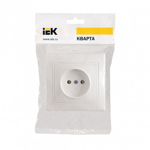 Розетка встраиваемая IEK Кварта РС10-2-КБ, без заземления, 10 А, 250 В, IP20, белая фото
