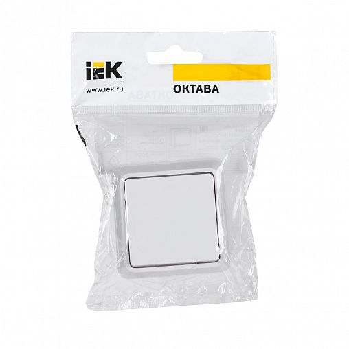 Выключатель одноклавишный накладной IEK Октава ВС20-1-0-ОБ, 10 А, белый фото