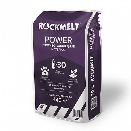 Противогололедный реагент Rockmelt Power, 20 кг фото Противогололедный реагент Rockmelt Power, 20 кг фото