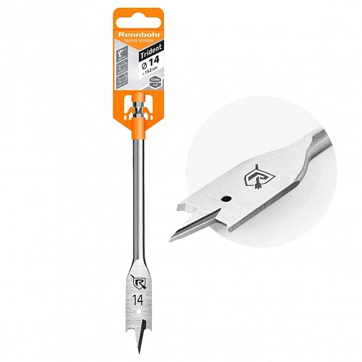 Сверло перовое по дереву Rennbohr, 14 x 152 мм, шестигранный хвостовик фото