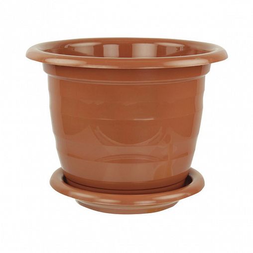 Горшок для цветов Альтернатива Виола, с поддоном, 2 л, коричневый фото