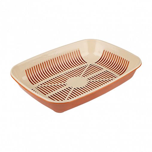 Лоток для животных Рыжий кот, с сеткой, бежевый фото