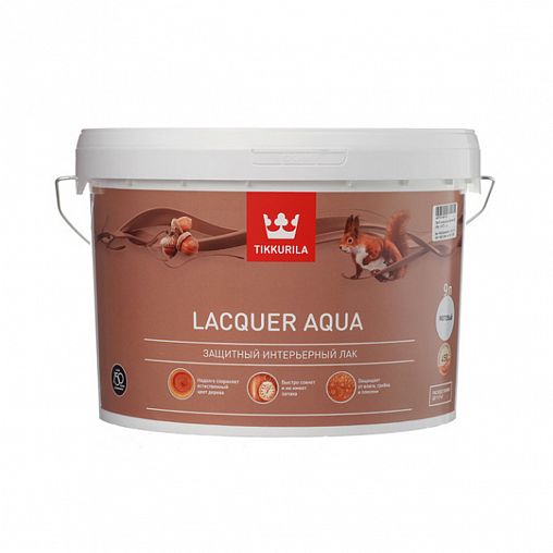 Лак полуглянцевый Tikkurila Lacquer Aqua (Лак Аква), 9 л, база EP, бесцветный фото