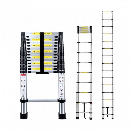 Лестница телескопическая односекционная Alumet TLS 4.4, алюминиевая, 15 ступеней, 4,4 м фото