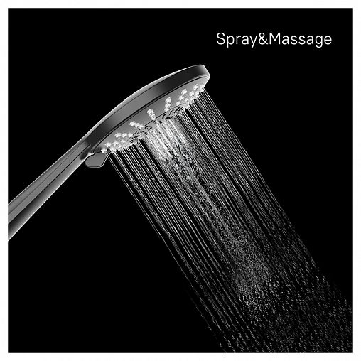 Лейка для душа Milardo Ideal Spa, 5 режимов, черная матовая фото