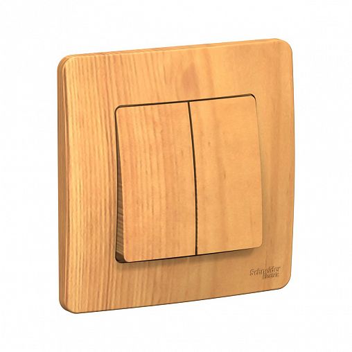 Переключатель 2-клавишный Systeme (Schneider) Electric Blanca, встраиваемый, в сборе, ясень фото