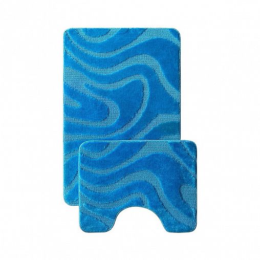 Коврик в ванную и туалет L Cadesi Lemis, 50 x 80 + 50 x 40 см, полипропилен, голубой фото
