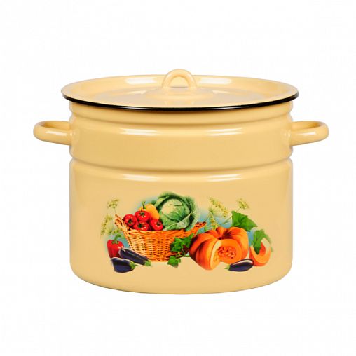 Кастрюля эмалированная СтальЭмаль с крышкой, 9 л, с декором фото