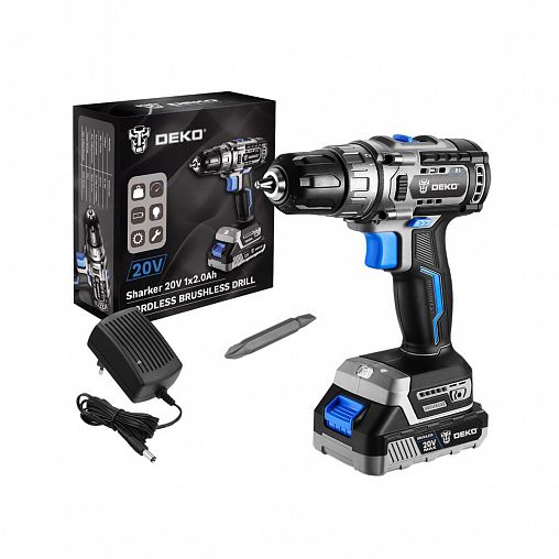Дрель-шуруповерт аккумуляторная Deko Sharker 20V, 20 В, 1 x 3 Ач Li-ion, ЗУ фото