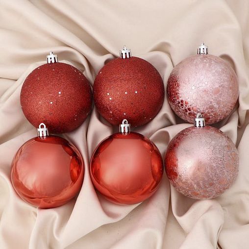 Набор елочных шаров Зимнее волшебство Клоуд ассорти блестки, d 8 см, 6 шт, микс фото