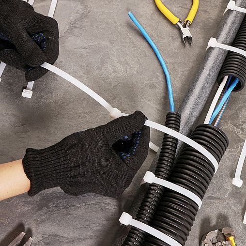 Хомут-стяжка Rexant, нейлон, 7,6 x 500 мм, 100 шт, белый фото