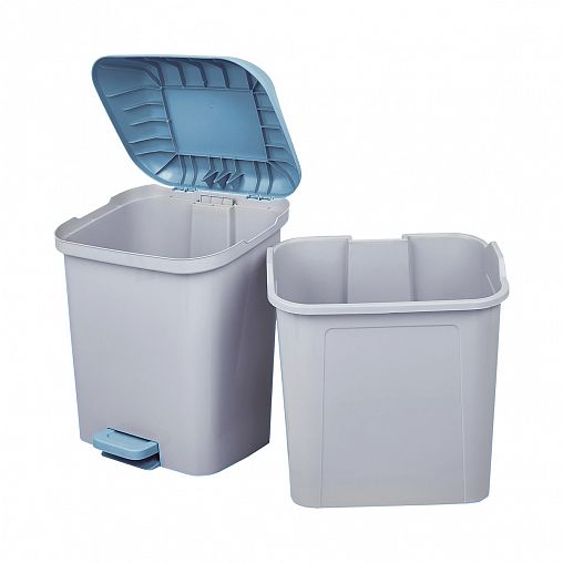 Контейнер для мусора Spin&Clean Step, с педалью и внутренним ведром, 15 л, небесный фото