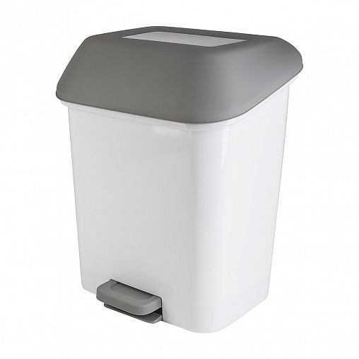 Контейнер для мусора Spin&Clean Step, с педалью и внутренним ведром, 15 л, белое фото
