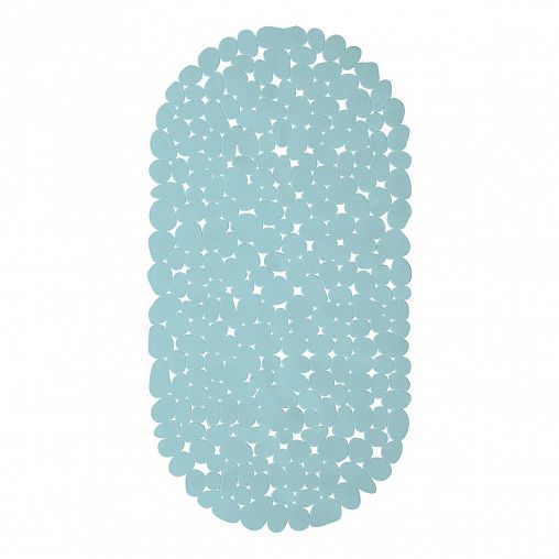 Коврик в ванну противоскользящий Вилина Морская галька, 69 x 36 см, дымчато-голубой фото