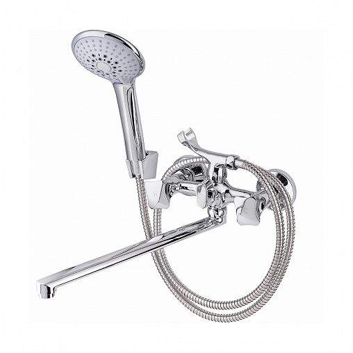Смеситель для ванны с душем Профсан ПСМ-184-38, с длинным изливом, двухвентильный, хром фото