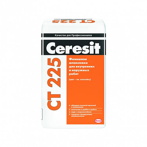Финишная шпаклевка для внутренних и наружных работ Церезит (Ceresit) CT 225, белая, 25 кг фото