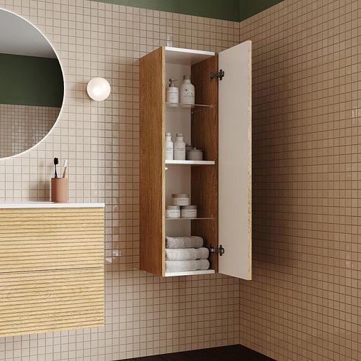 Пенал подвесной IDDIS Bild, 30 x 32 x 109 см, светлый дуб фото