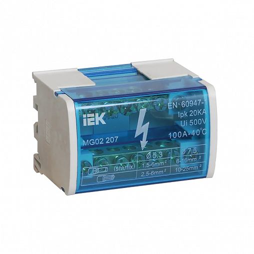 Шина IEK, на DIN-рейку в корпусе (кросс-модуль), 2 x 7 мм, L+PEN фото