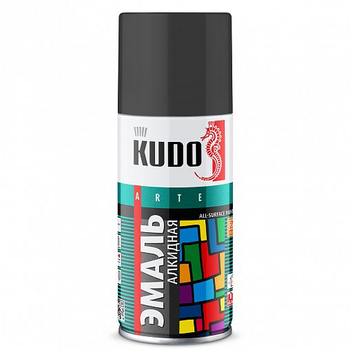 Аэрозольная алкидная краска Kudo KU-1102.1, матовая, 210 мл, RAL 9005, черная фото