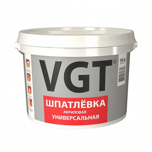 Шпатлевка универсальная для наружных и внутренних работ VGT, акриловая, 18 кг фото