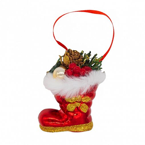 Набор елочных украшений Сапожок, 5,5 x 2,5 см, 4 шт, красный фото