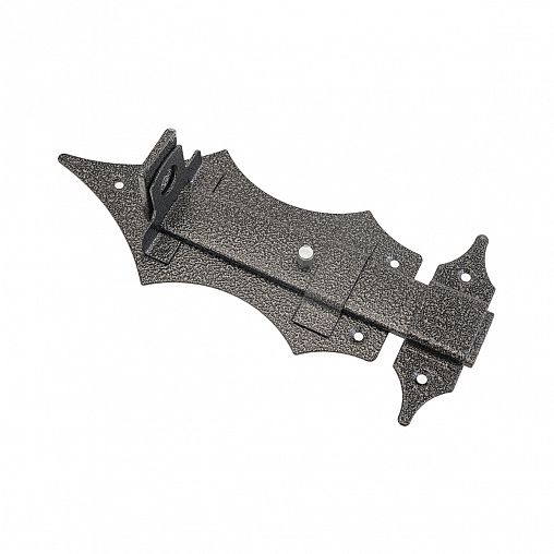 Засов дверной плоский с проушиной Секрет ЗД-14, фигурный, серебро антик фото