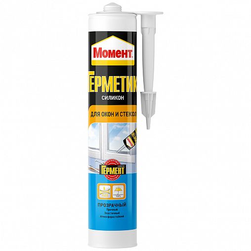 Силиконовый герметик для окон и стекол Момент, 280 мл, прозрачный фото