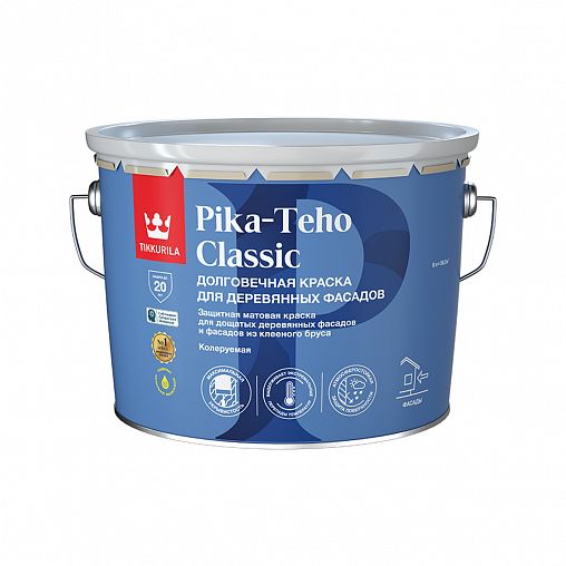 Краска фасадная Tikkurila Pika-Teho Classic (Пико Техо Классик), база А, белая, 9 л фото