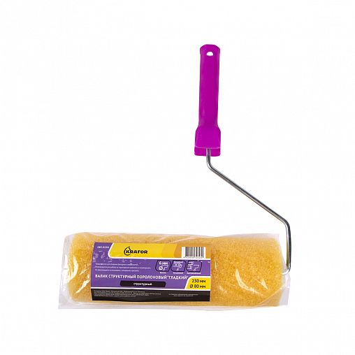 Валик поролоновый структурный Krafor, гладкий, D80 x 230 мм, бюгель 6 мм фото