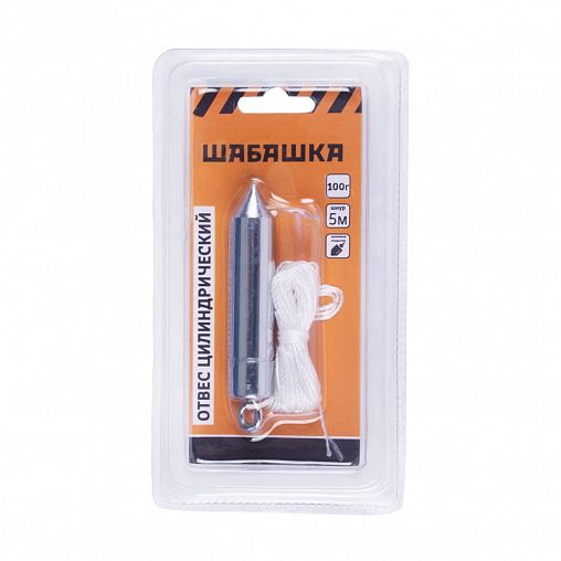 Отвес цилиндрический Шабашка, металл, шнур 5 м, 100 г фото