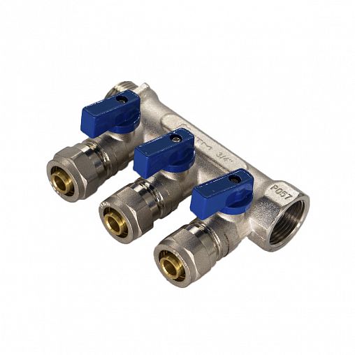 Коллектор универсальный для МП труб с шаровыми кранами СТМ, 3/4" x 16 мм x 3 выхода фото