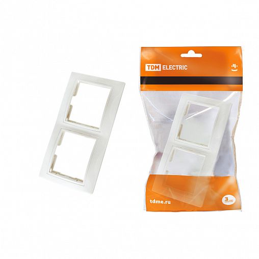 Рамка Tdm Electric Таймыр, 2 поста, горизонтальная, белый фото