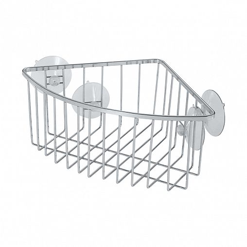 Полка-корзина для ванной на присосках Рыжий кот COZY-CB-1, 18,5 x 18,5 x 10 см, угловая фото
