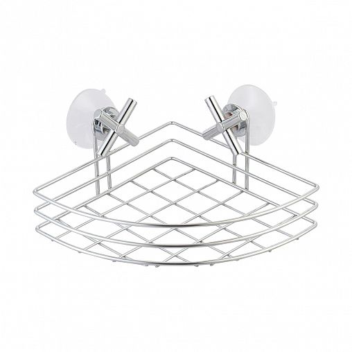 Полка-корзина для ванной на присосках Рыжий кот Cross-CH-05, 17,6 x 17,6 x 9,8 см, угловая фото