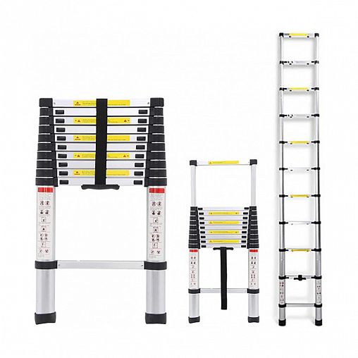 Лестница телескопическая односекционная Alumet TLS 3.2, алюминиевая, 11 ступеней, 3,2 м фото