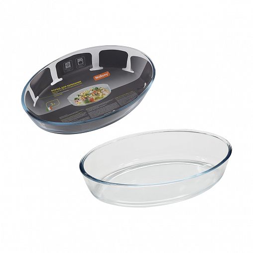 Форма для запекания Mallony Cristallino, стеклянная, овальная, 3 л фото