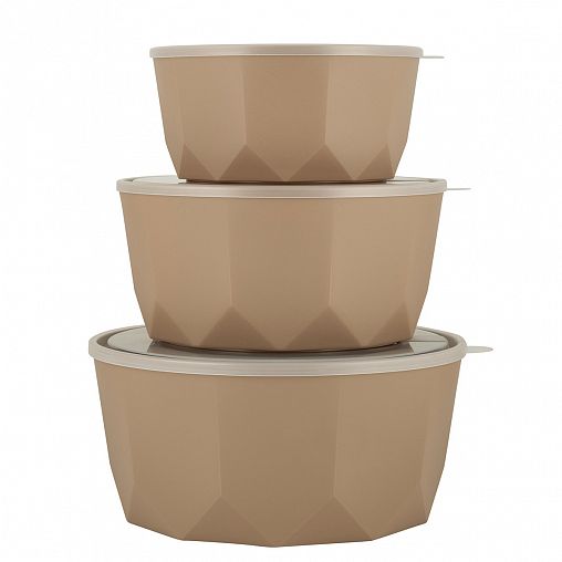 Салатник пластиковый Plast Team Stockholm, с крышкой, 1,7 л, шоколадный мокко фото