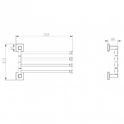 Полотенцедержатель поворотный Fashun A2614-7, четверной, черный фото