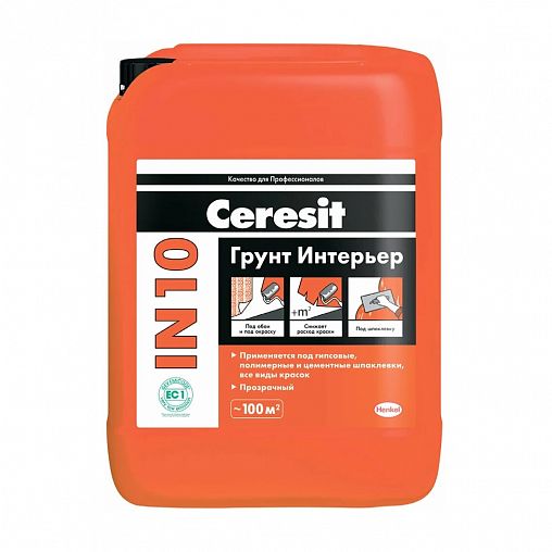 Грунтовка под обои и покраску Церезит (Ceresit) IN 10 Интерьер, 5 л фото