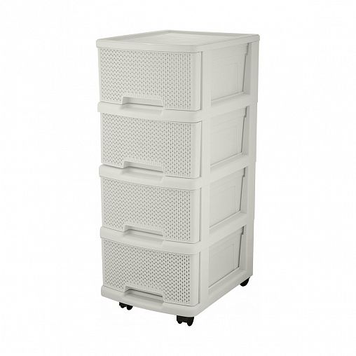 Комод четырехсекционный на колесах Keeplex Ajur, 37 x 30 x 69 см, белое облако фото