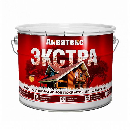 Защитно-декоративное покрытие для дерева Акватекс Экстра, полуглянцевое, 9 л, рябина фото