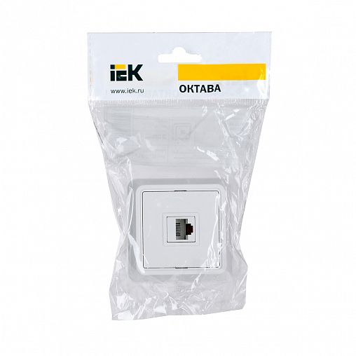 Розетка телефонная накладная RJ11 IEK Октава, IP20, белая фото