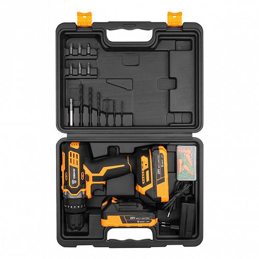 Дрель-шуруповерт аккумуляторная Deko DKCD20 Impact SET 3, 20 В, 2 x 2 Ач Li-ion, ЗУ фото