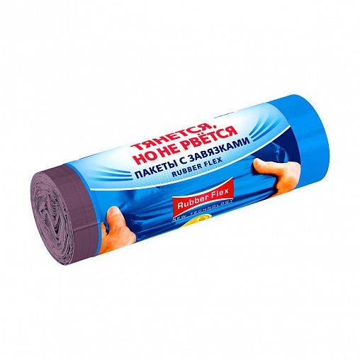 Мешки для мусора Avikomp Prestige Rubber Flex, с завязками, 25 мкм, 60 л, рулон 10 шт, голубые фото