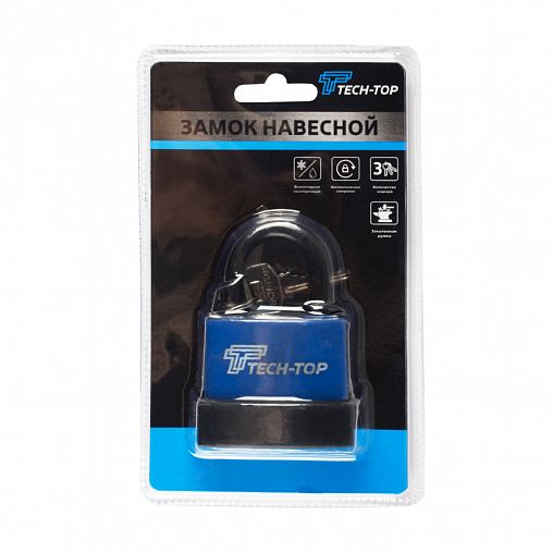 Замок навесной всепогодный Tech-Top T-02, 85 x 56 x 28 мм, 3 ключа фото