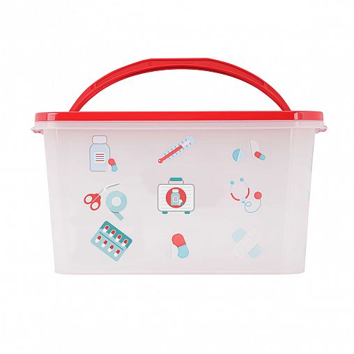 Аптечка пластиковая Альтернатива Доктор +, с ручкой и декором, 39 x 26,5 x 21 см, белая фото
