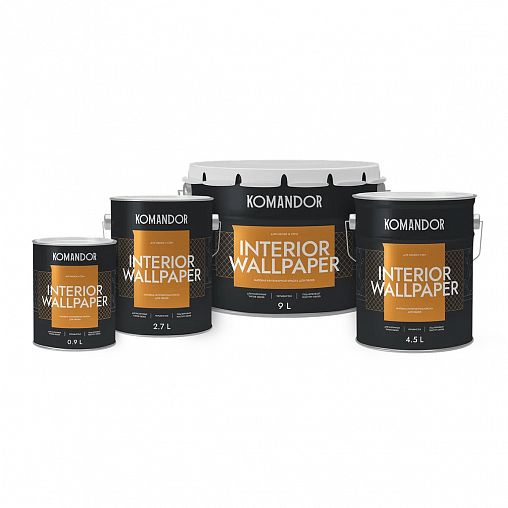 Краска для обоев Komandor Interior Wallpaper, матовая, база C, бесцветная, 0,9 л фото