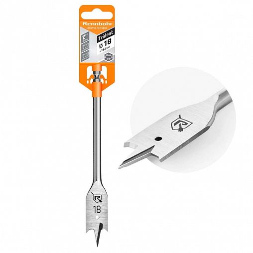 Сверло перовое по дереву Rennbohr, 18 x 152 мм, шестигранный хвостовик фото