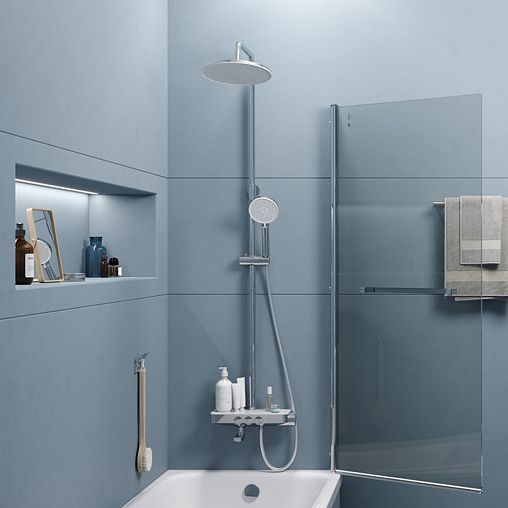 Душевая система с тропическим душем IDDIS Shelfy SHESBBTi06, с управлением Push Control, хром фото